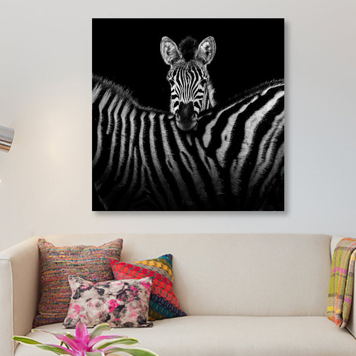 « two zèbres i », reproduction de photo sur toile, H 12 po x l 12 po x P 0,75 po, Toile tendue, Pas de tapis