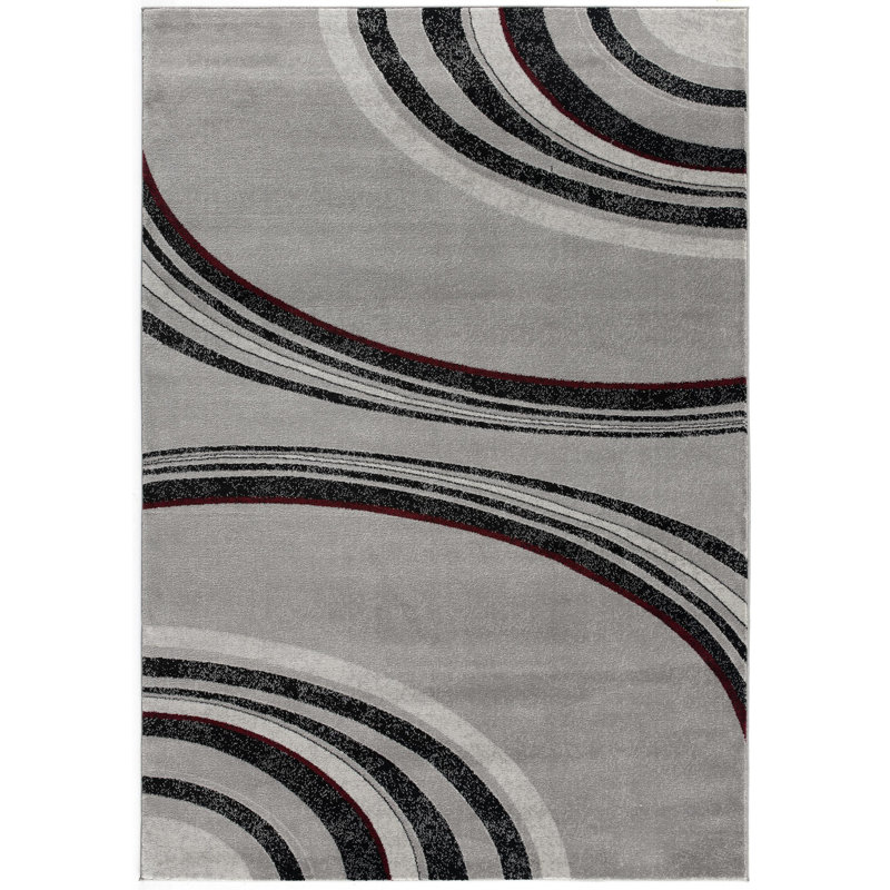 Tapis abstrait gris et noir 2 pi x 5 pi