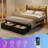 Queen Bed Frame with 2 Fabric Drawers and Open Storage Headboard, Adjustable LED Light and Charging Station, No Box Spring Needed-1080243164-1105129903-1099755934