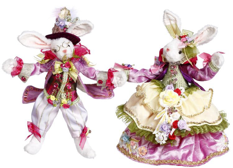 Spring 2 Piece Mr. and Mrs. Easter Rabbit Figurines & Collectibles Set