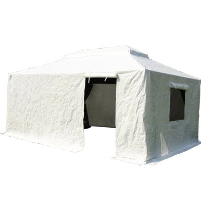 12'X14' Outdoor Gazebo Cover For - All Season With Sidewalls, Mesh Windows & Easy Installation Feature White Weather-