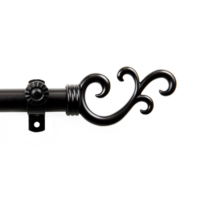 Ensemble de quincaillerie à rideaux simple &-side bay Verlyn, Noir, 28 à 48 po (de chaque côté)