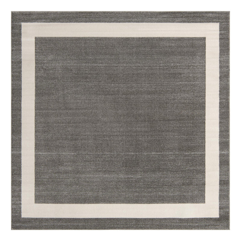 Tapis abstrait gris Islas, Carré 7 pi 10 po x 7 pi 10 po