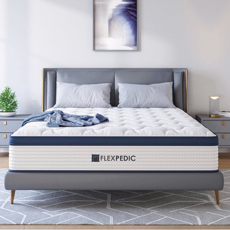 Matelas hybride en mousse à mémoire de forme de 10 po avec coton d'espace pour un sommeil serré, matelas à fermeté moyenne ferme avec un soutien plus fort