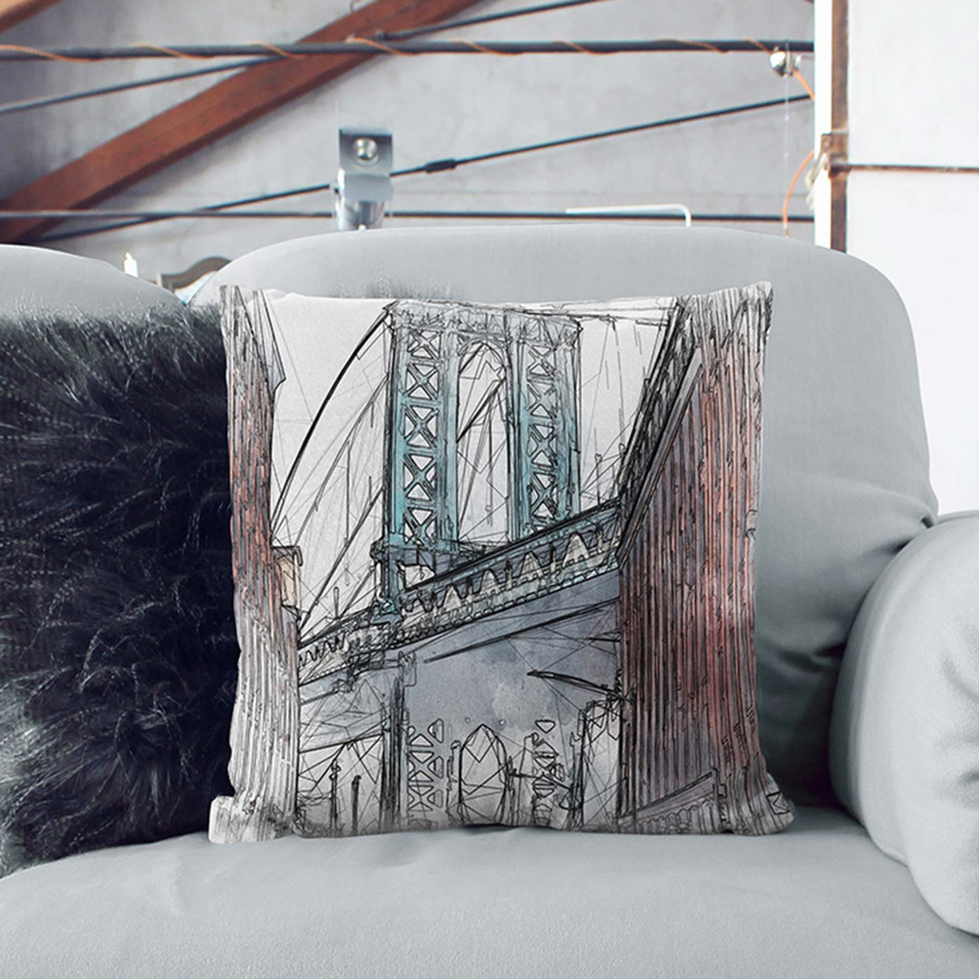 George Washington Bridge in Abstract Cushion with Filling