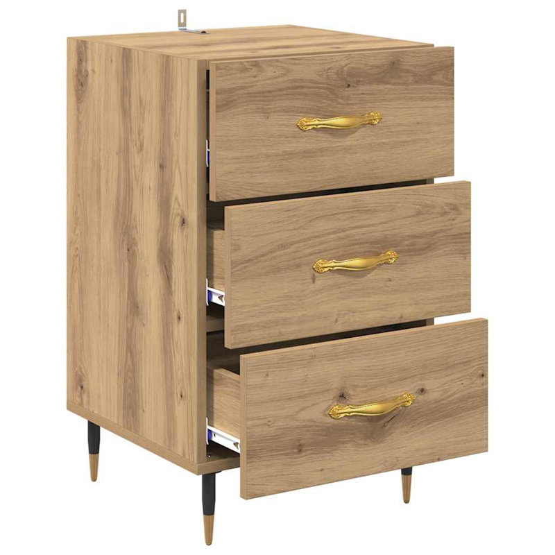 40cm W Manufactured Wood Bedside Table, Artisan Oak
