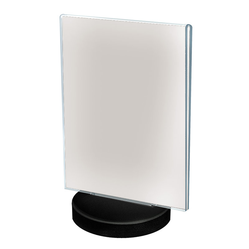 Clear Acrylic Vertical Desktop Holder with Weighted Round Base, 8.5" x 11"