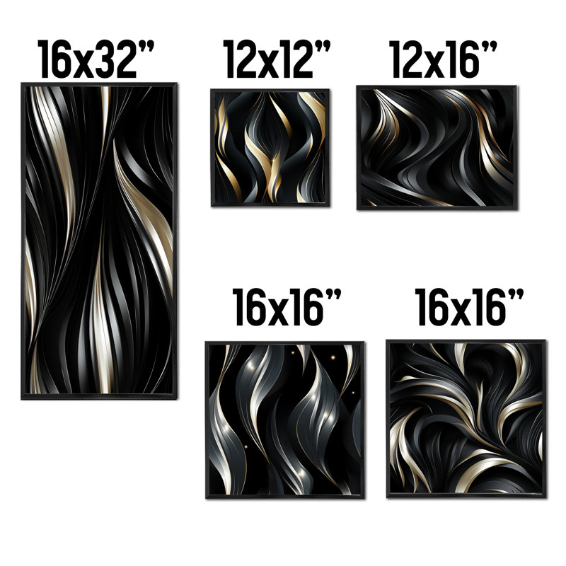 Aurore - ensemble d'art mural sur toile Glam, ensemble de 5, Cadre flottant noir