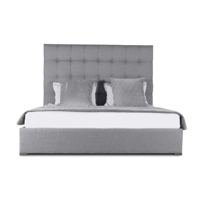 Lit tapissier capitonné standard Dezyah, Revolution® gris, Très grand