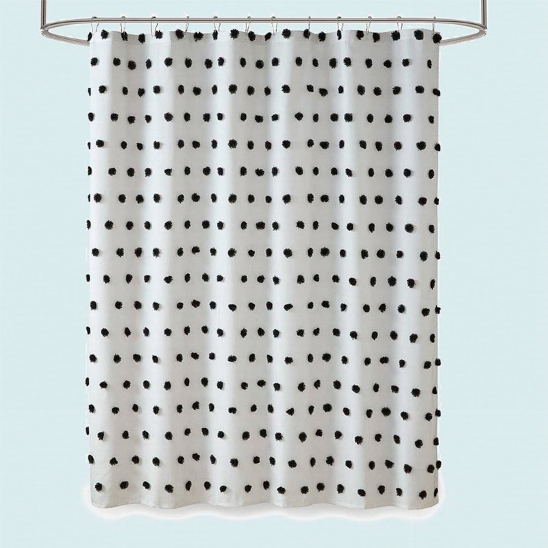 Rideau de douche en coton jacquard 1 pièce, Noir