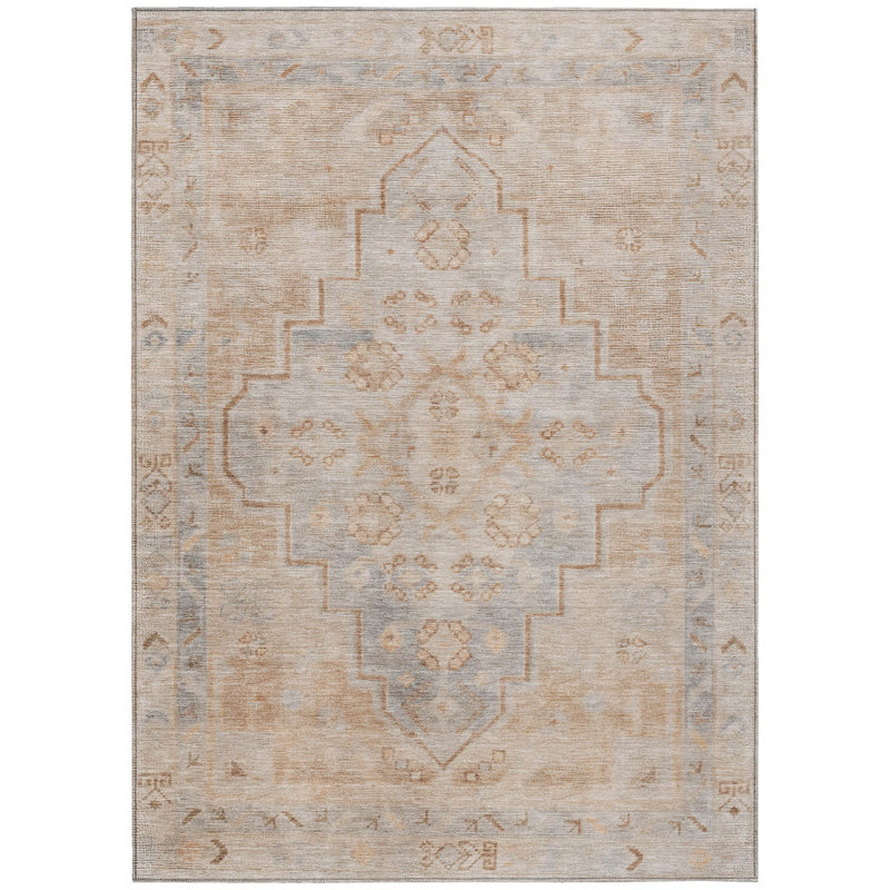 Machine Washable Indoor/Outdoor Xhevrie Copper Rug, Rectangle 2'6" x 3'10"