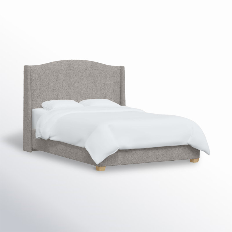 Allis Upholstered Wingback Bed, Twin, Classic Elephant Boucle