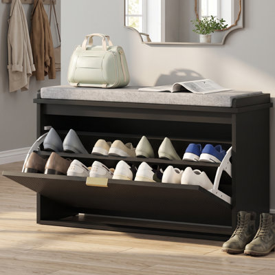 Banc de rangement pour chaussures, organisateur de chaussures d'entrée, armoire à chaussures, 31,5 x 10,2 x 18,7 pouces