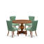 L'ensemble de salle à manger 5 pièces comprend une table ronde et 4 chaises Parson en simili cuir vert saule avec dossier capitonné, noyer antique-1074924227-1074924253