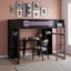 Lit mezzanine double en bois avec bureau intégré, éclairage à DEL RVB et station de charge-714138119