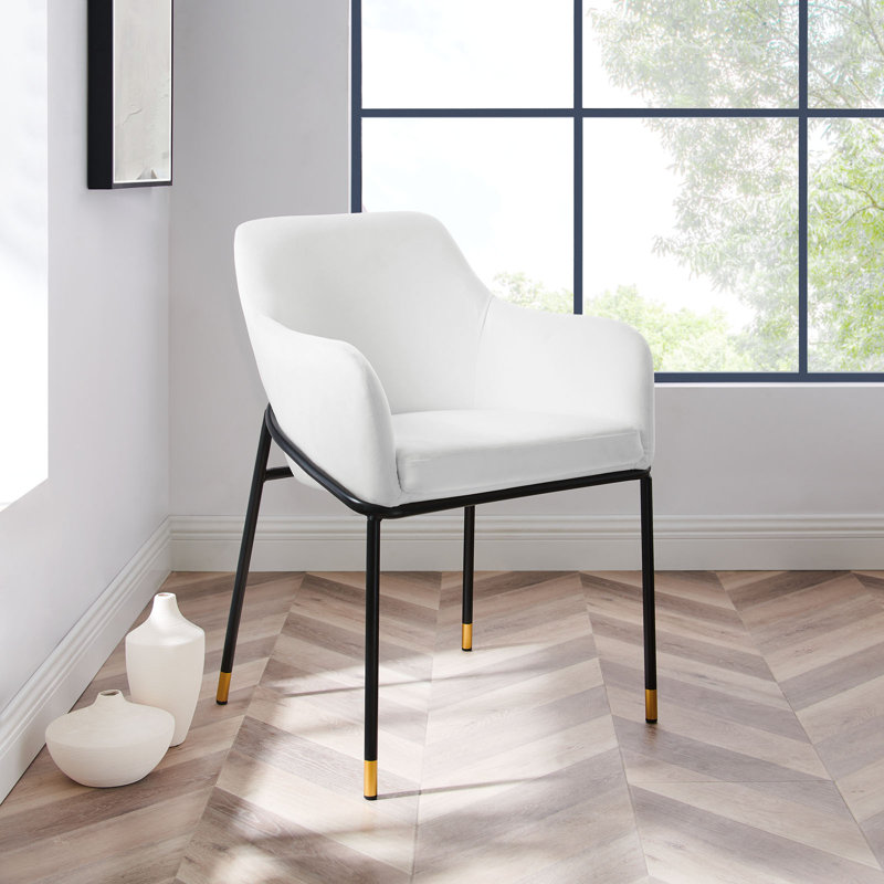 Fauteuil de salle à manger en velours Jovi Performance, Blanc