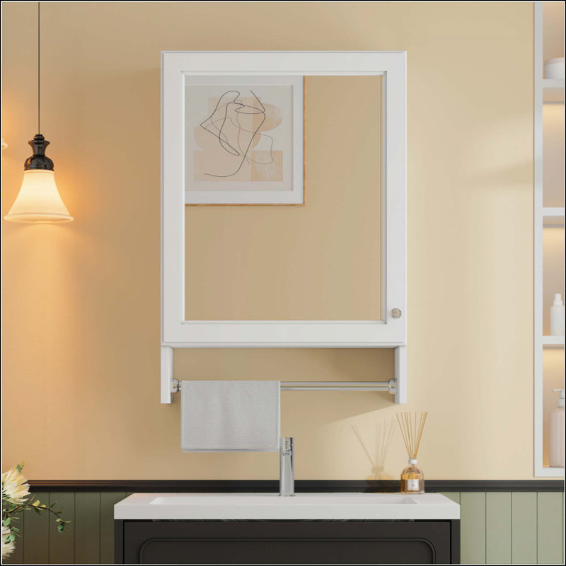 Armoire de toilette 3 en 1, armoire à pharmacie murale avec tablette réglable et porte à fermeture en douceur, miroir haute définition avec rangement pour meuble-lavabo de salle de bain