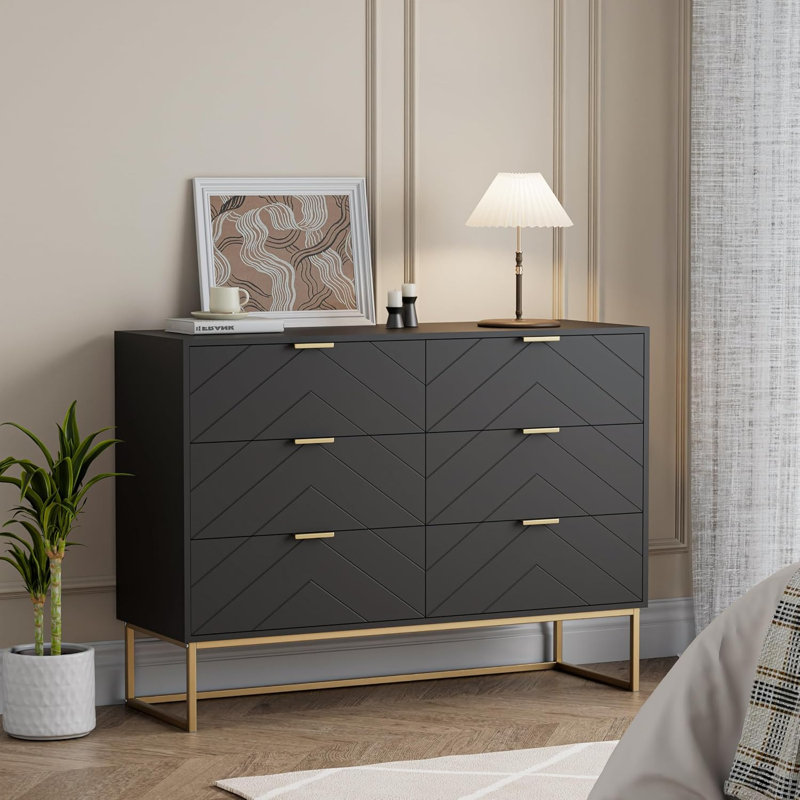 V-line 6 Drawer Chest of Drawers, Black