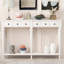 Console blanche By. 4 tiroirs et tablette ouverte. Finition pin rustique. Pin. Idéal pour les entrées, les salons et les couloirs. Assemblage rapide blanc. Style à 4 tablettes. Look rétro avec placage.-1258650790