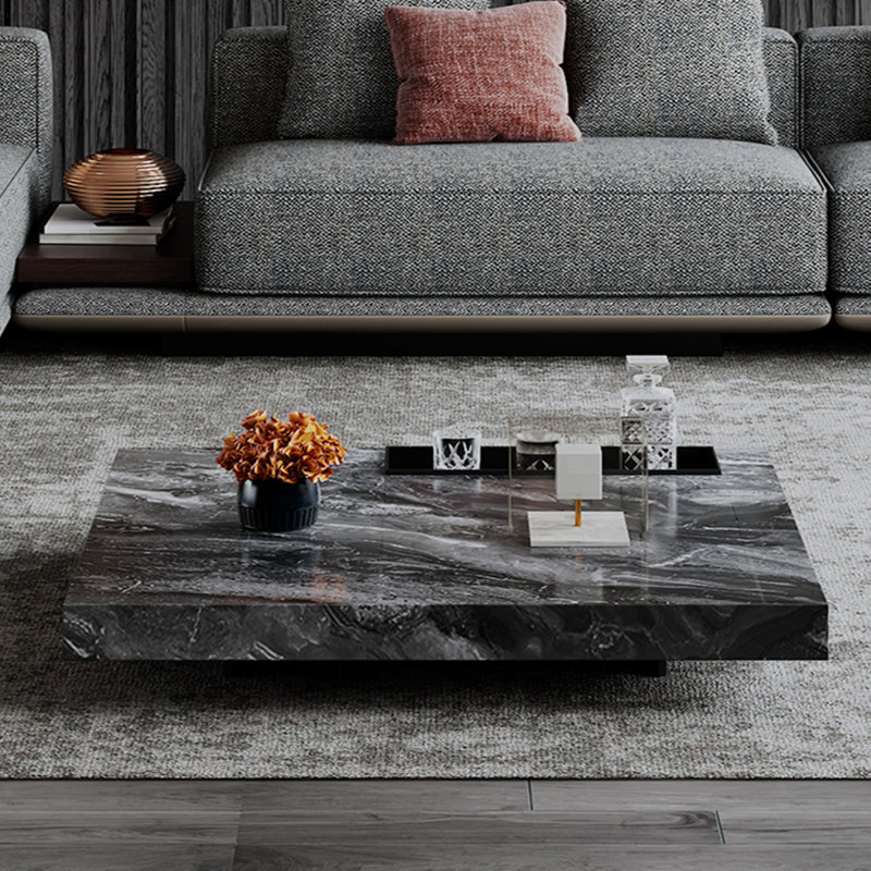 Light luxury natural marble slab coffee table, 11.41" H x 47.24" L x 47.24" W