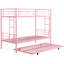 Lit superposé en métal rose avec lit gigogne - Lit moderne et fonctionnel, lit superposé, solide pour la durabilité, fonctionnement silencieux et stable, capacité de charge à bruit élevé, escalier sécuritaire, agencement simple