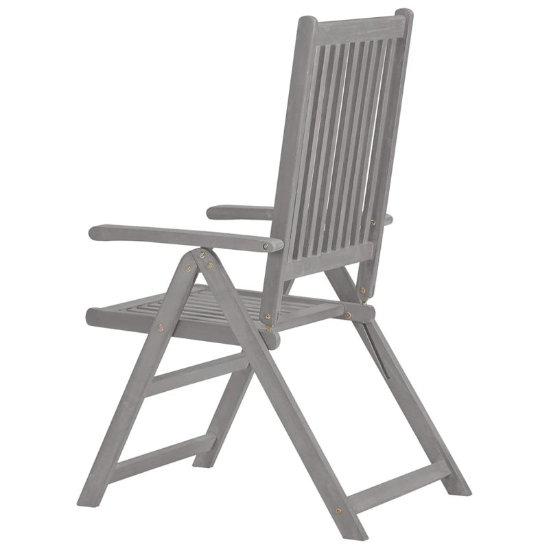 Chaise de patio en teck Huriyah, gris