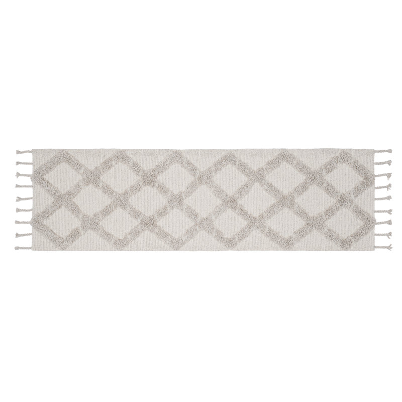 Tapis ivoire marocain en laine tissé à la main, Tapis de couloir 2 pi 3 po x 8 pi