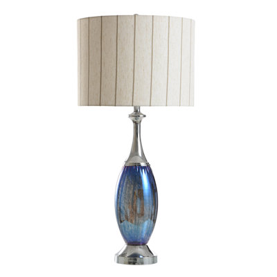 Glass Table Lamp - Genesis Blue - Oatmeal Shade