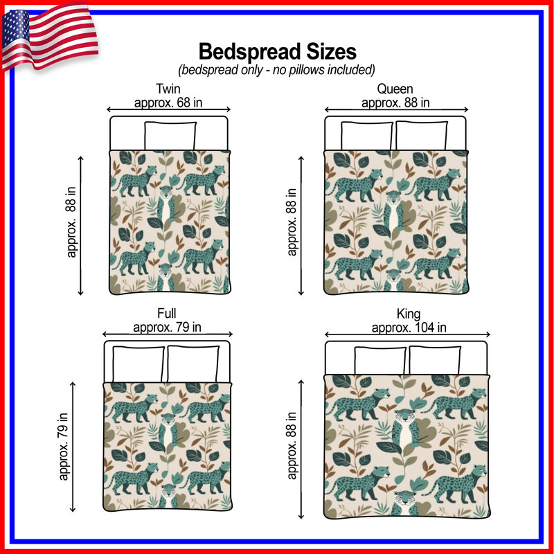 Leopard Leaf Pattern Bedding Animal Bedspread Illustration, Queen
