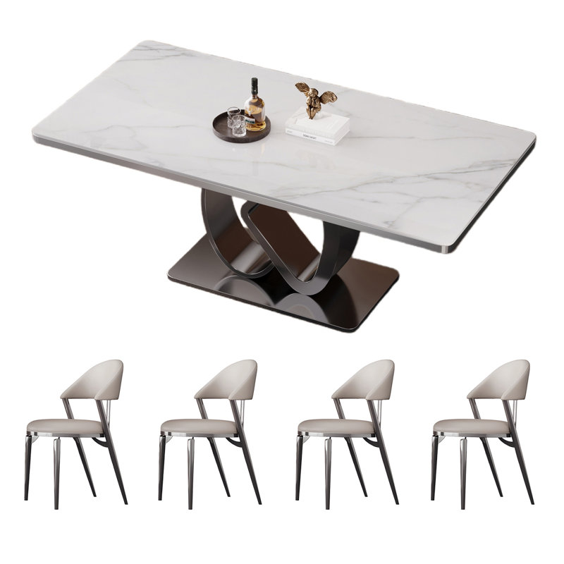 Ensemble de table de salle à manger haut de gamme avec chaises, H 29,52 po x L 62,99 po x l 35,43 po