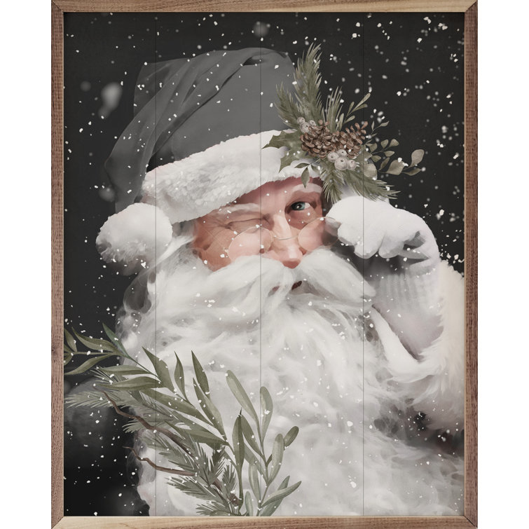 Grayscale Santa Claus - Picture Frame Textual Art on Wood