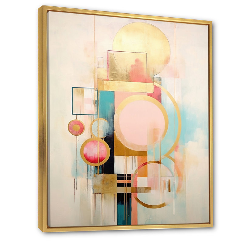 «Pastel Grace», impression sur toile à motif géométrique moderne sur toile or rose, H 32 po x l 16 po x P 1 po