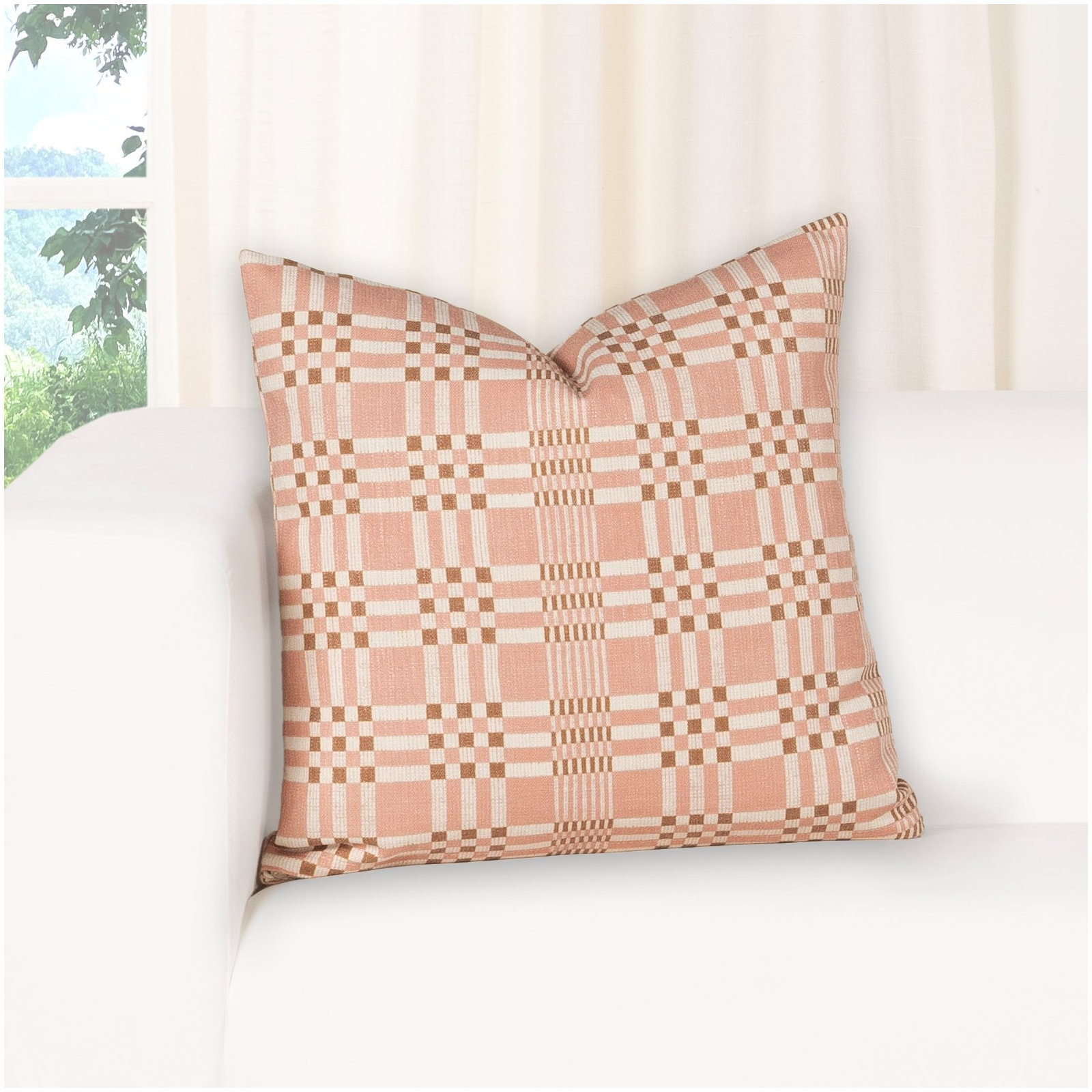 Modular Print Accent Pillow, Feather, Pink, Square 26"