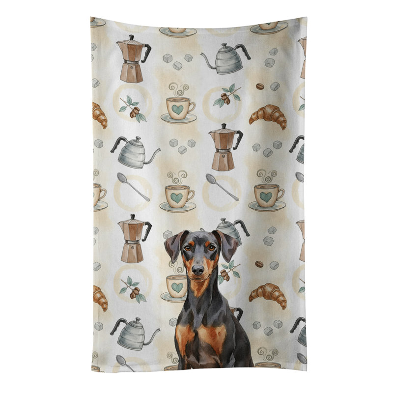 German Pinscher Coffee Bar Kitchen Towel, German Pinscher