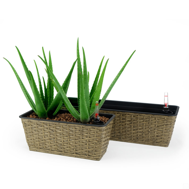Ensemble de 2 pots de fleurs rectangulaires à arrosage intelligent