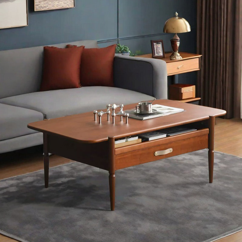 Solid wood coffee table with retro design