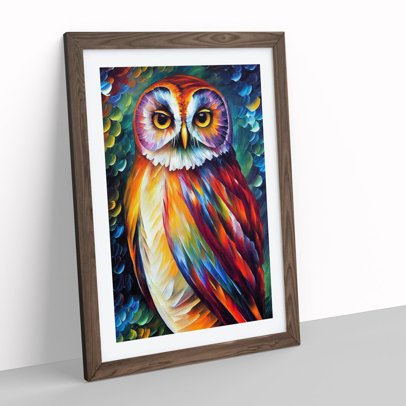 Portrait of a Barn Owl No.5 - Framed Print, 34cm H x 25cm W x 2cm D, Walnut Framed