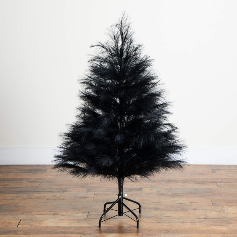 Arbre de Noël artificiel rétro argenté avec 45 mini boules décoratives rouges et base en bois, H 4 po x l 28 po x P 14 po