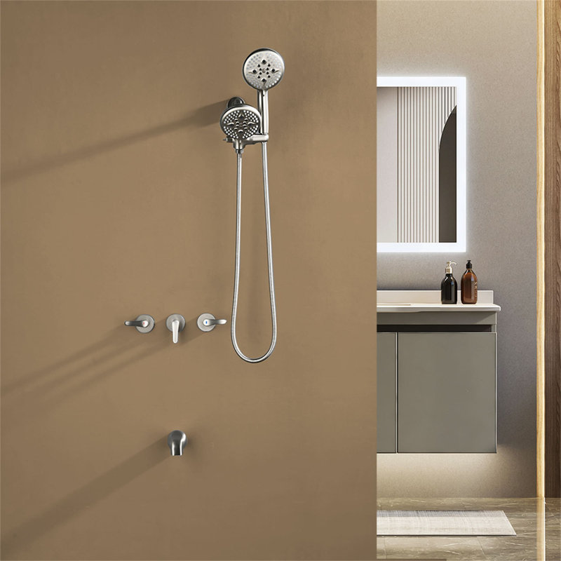 Robinet de baignoire et de douche avec valve brute, Nickel brossé