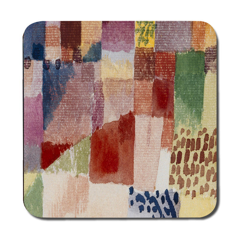 Colorful Abstract Placemat And Coaster Set With Multicolor Striped Design