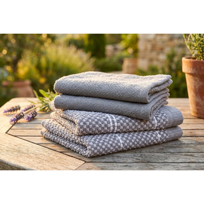 Lot de 5 essuie-tout blancs S&CO, 100 % coton, 30 x 30 cm, absorbants et non pelucheux, pour nettoyer, laver et sécher la vaisselle.