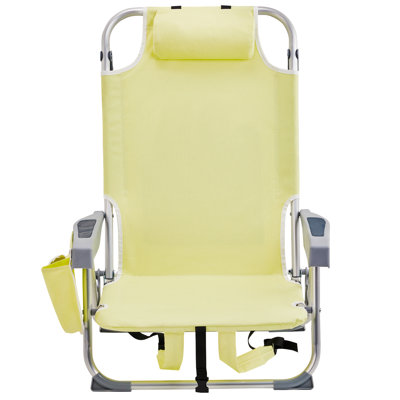 63*65*82Cm Short Oxford Cloth Silver White Aluminum Tube Bearing 100Kg Beach Chair Yellow
