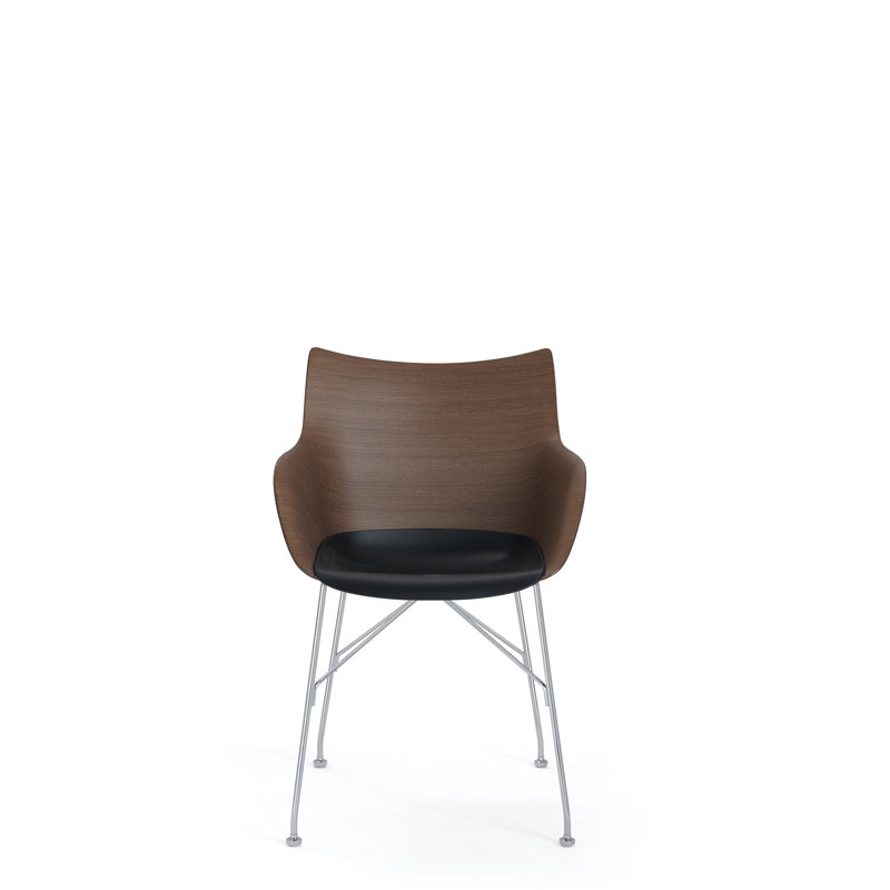 SmartWood Arm Chair, Veneer Light Wood with Chrome