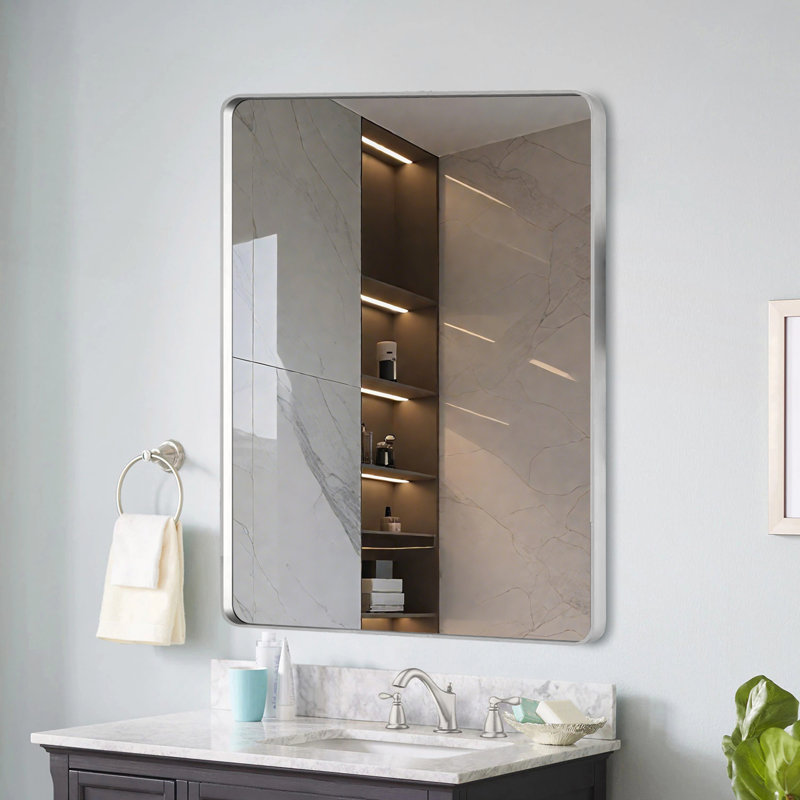 Aluminium Frame Bathroom Mirror, Black, Vertical, 20" x 30"