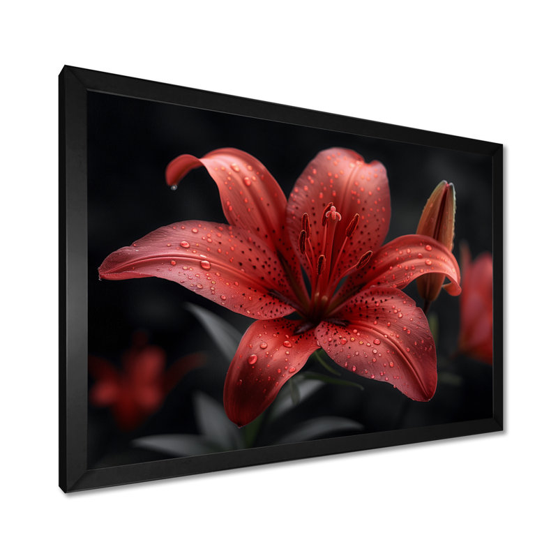 Photo moderne de lys rouges et noirs - art mural lys, H 12 po x l 20 po, Toile tendue
