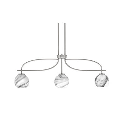 Luminaire pour îlot de cuisine à 3 lumières Cavella avec verre tourbillon onyx de 5,75 po