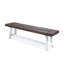 Banc en bois brun foncé au fini sablé foncé, structure en métal rustique blanc, longueur de 63 po pour structure d'extérieur, arrangement long
