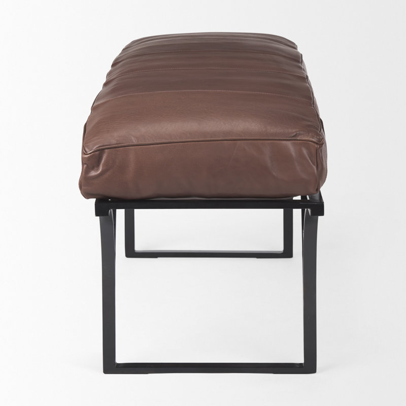 Magnolia Upholstered Bench, Cocoa Genuine Leather