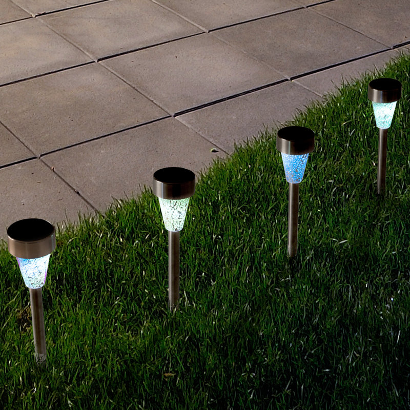 Mosaic Multicolor Solar Powered Integrated LED Metal Pathway Light Pack