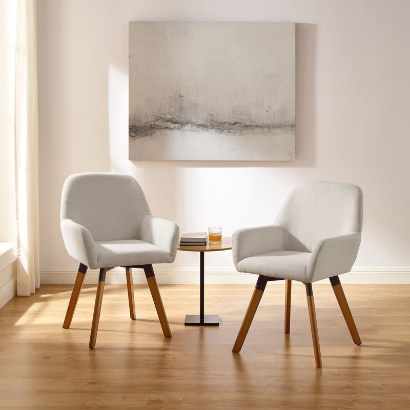 Rayshawn 22.83" W Linen Swivel Dining Chair, Off White Linen